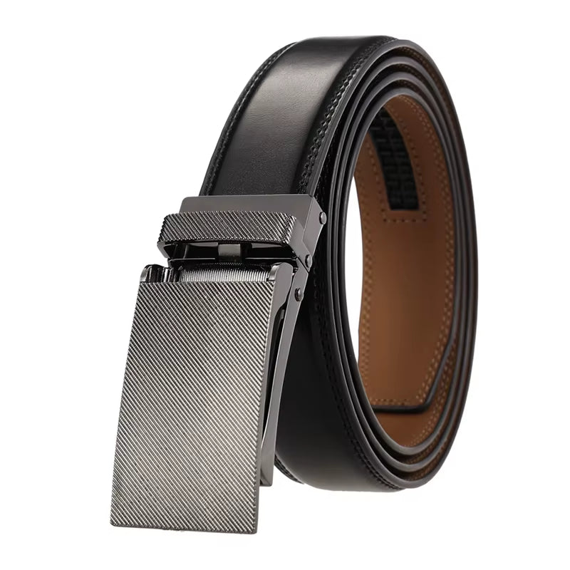 31Mm Leather Belts for Men Alloy Automatic Buckle without Holes Men Brown Belt Natural Cowhide Suit Belt Male