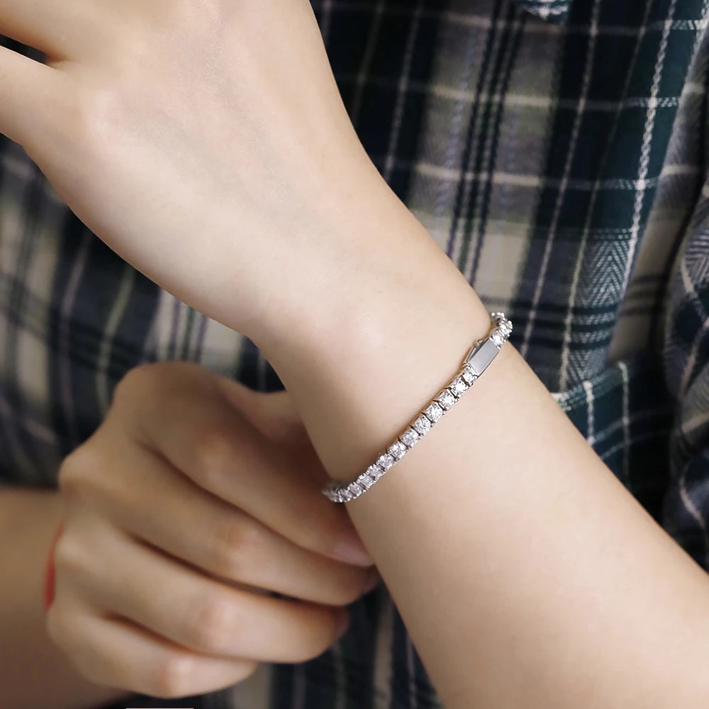 VVS1 Moissanite Tennis Bracelet – 18K Gold Plated 925 Sterling Silver with GRA Certificate