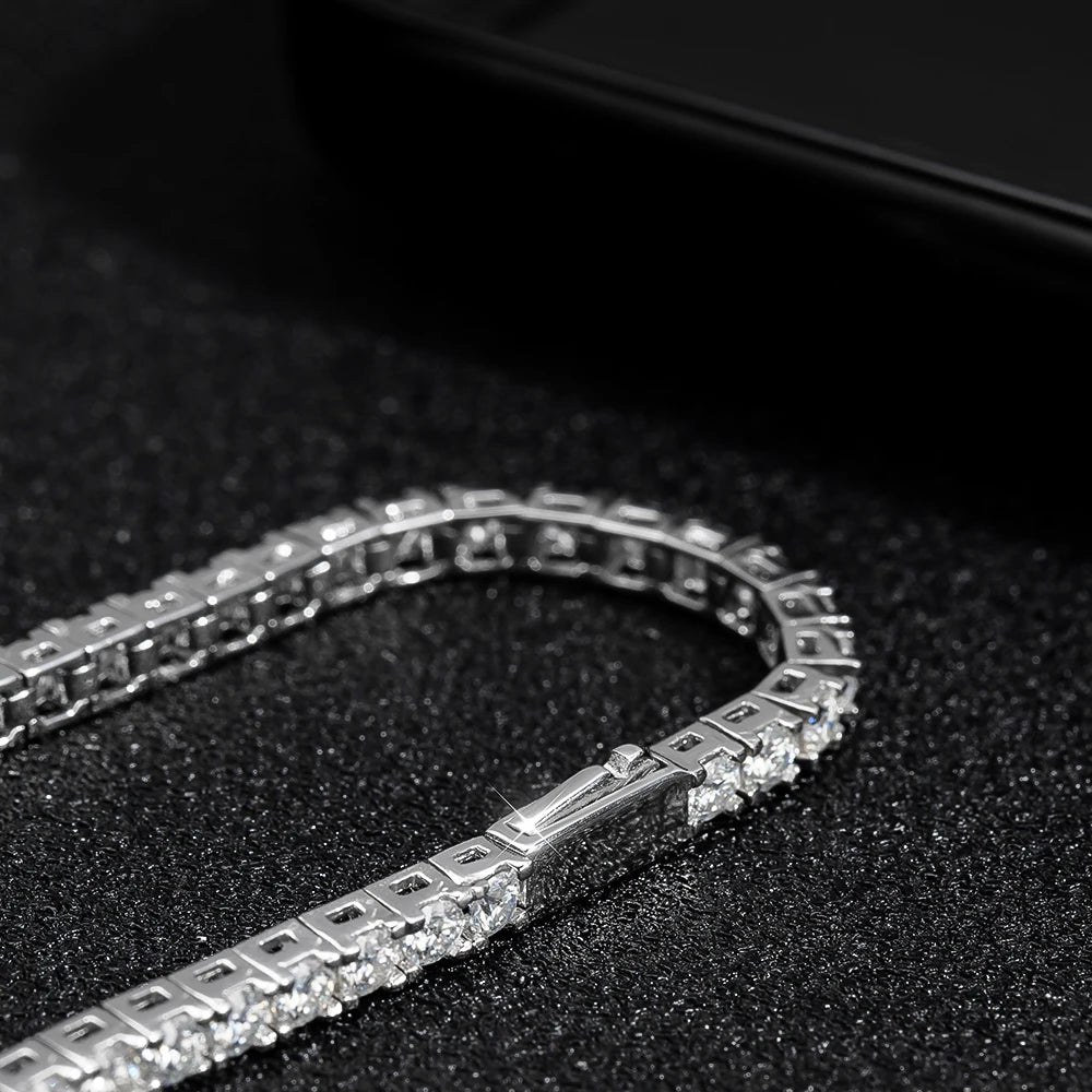 VVS1 Moissanite Tennis Bracelet – 18K Gold Plated 925 Sterling Silver with GRA Certificate